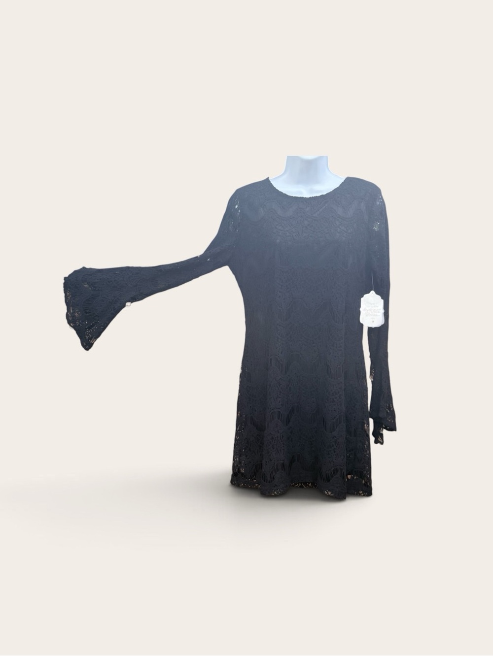 Altard State Black Crochet Lace Bell Sleeve Dress Size M NWT